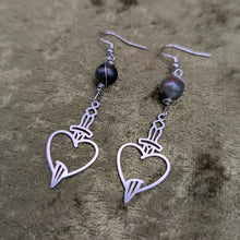 Load image into Gallery viewer, Heart of Daggers Bloodstone Earrings