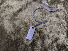 Load image into Gallery viewer, Grim hand-stamped stainless steel necklace from the Macabre collection