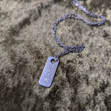 Load image into Gallery viewer, Grim hand-stamped stainless steel necklace from the Macabre collection