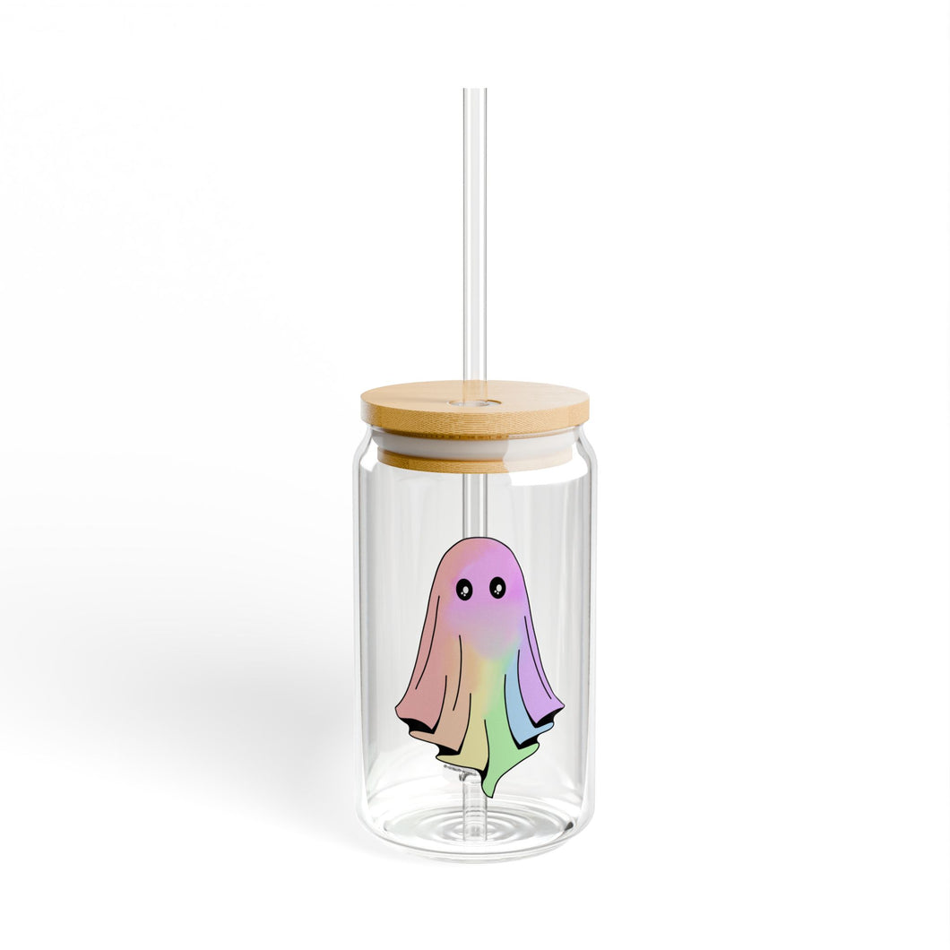 Rainbow Ghost Sipper Glass, 16oz