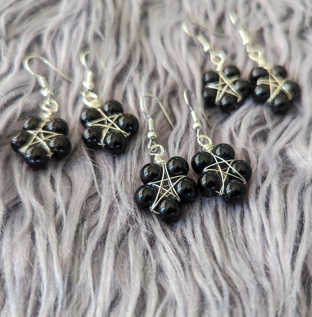 Black Pentagram Earrings