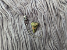 Load image into Gallery viewer, Unakite with Agate and Skull Mini Pendulum
