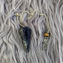 Load image into Gallery viewer, Sodalite Pendulum with Tiger&#39;s Eye and Moon Charm
