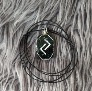 Rune Pendant Corded Adjustable Necklace