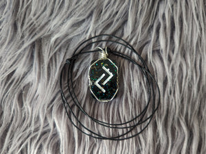 Rune Pendant Corded Adjustable Necklace