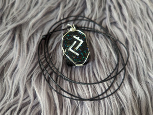 Rune Pendant Corded Adjustable Necklace