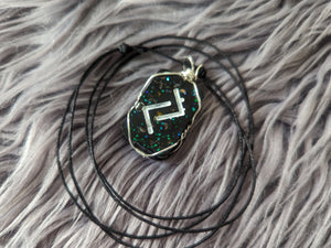 Rune Pendant Corded Adjustable Necklace