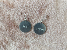 Load image into Gallery viewer, Metal Stamped Pronoun Earrings
