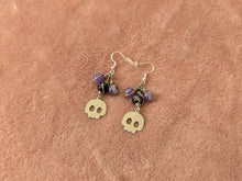 Load image into Gallery viewer, Sardonyx Amethyst Bauble Skull Earrings
