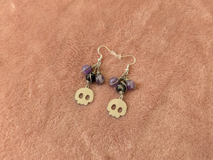 Sardonyx Amethyst Bauble Skull Earrings