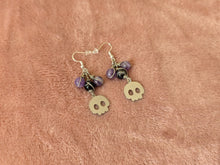 Load image into Gallery viewer, Sardonyx Amethyst Bauble Skull Earrings
