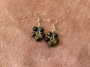 Crystal Beaded Pentagram Earrings