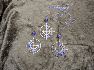 Celestial Amethyst Earrings and Necklace Set