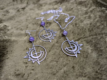 Load image into Gallery viewer, Celestial Amethyst Earrings and Necklace Set
