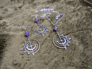 Celestial Amethyst Earrings and Necklace Set