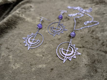 Load image into Gallery viewer, Celestial Amethyst Earrings and Necklace Set
