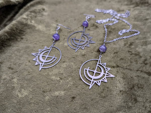 Celestial Amethyst Earrings and Necklace Set