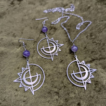 Load image into Gallery viewer, Celestial Amethyst Earrings and Necklace Set
