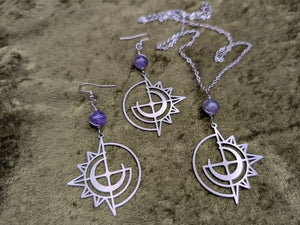 Celestial Amethyst Earrings and Necklace Set