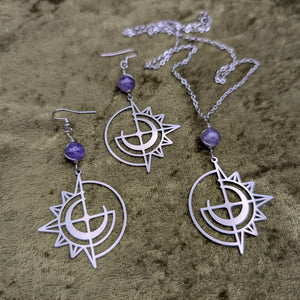 Celestial Amethyst Earrings and Necklace Set