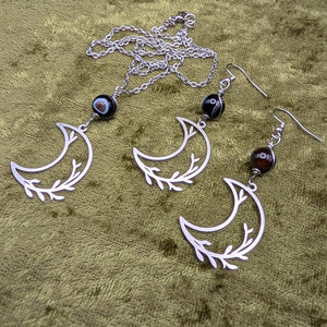 Moonlight Vines Sardonyx Earrings and Necklace Set