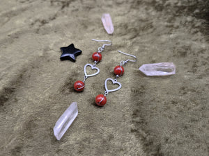 Connecting Heart Red Jasper Earrings