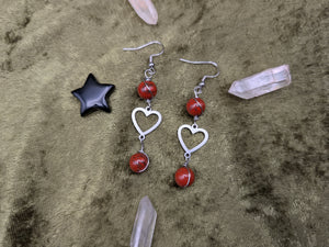 Connecting Heart Red Jasper Earrings