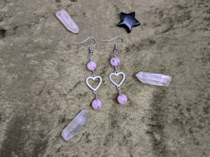 Connecting Heart Rhodondite Earrings