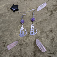 Load image into Gallery viewer, Cat Phase Amethyst Earrings
