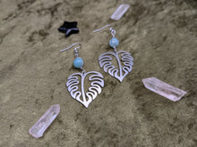 Load image into Gallery viewer, Monstera Amazonite Earrings
