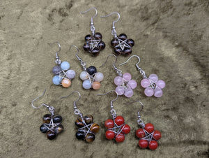 Pentagram Gemstone Earrings