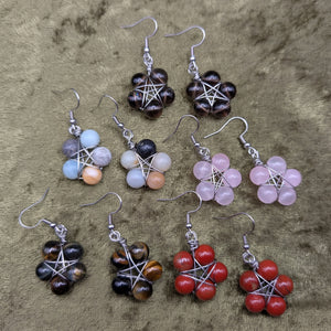 Pentagram Gemstone Earrings