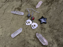 Load image into Gallery viewer, Skull Bloodstone Earrings
