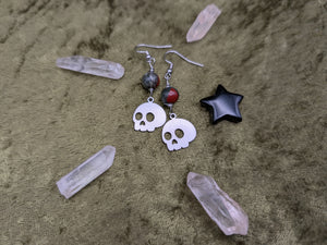 Skull Bloodstone Earrings