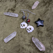 Load image into Gallery viewer, Skull Bloodstone Earrings
