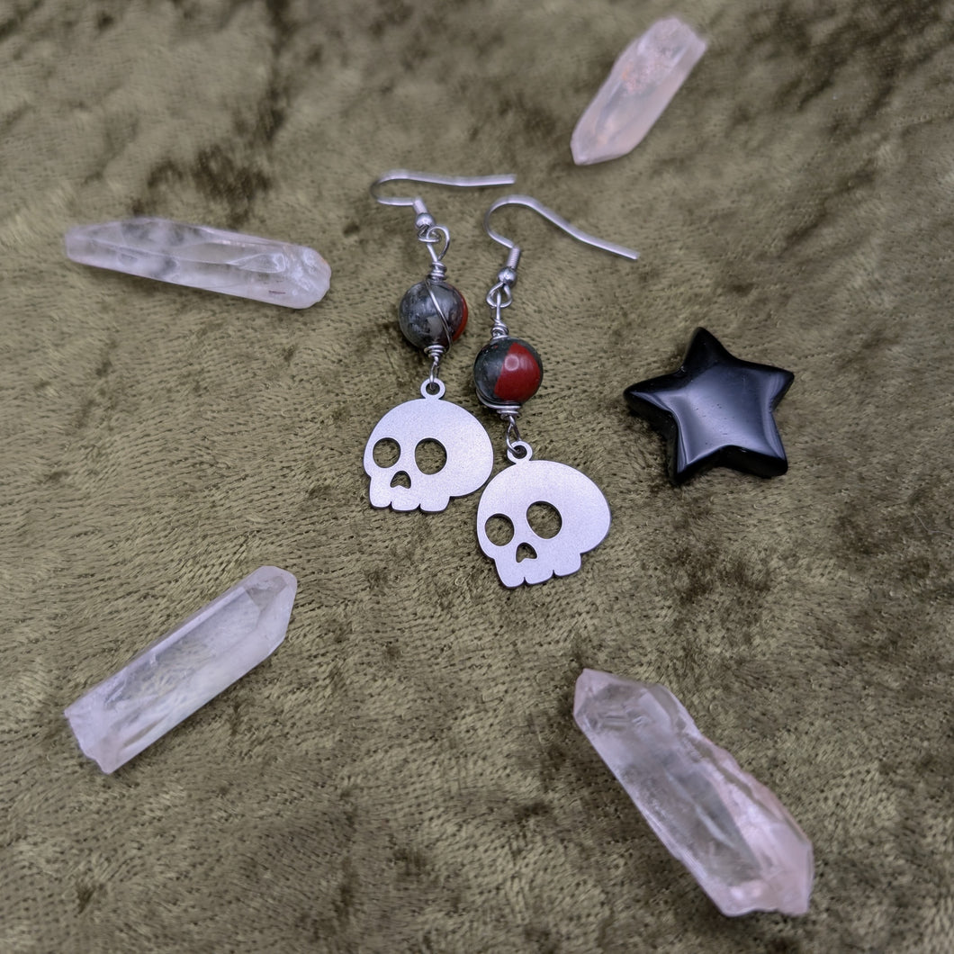 Skull Bloodstone Earrings