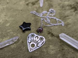 Lunar Planchette Watermelon Tourmaline Necklace