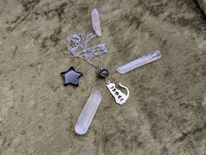 Cat Phase Rainbow Obsidian Necklace