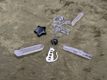 Load image into Gallery viewer, Cat Phase Rainbow Obsidian Necklace

