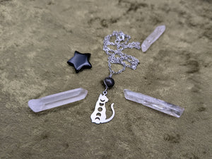 Cat Phase Rainbow Obsidian Necklace