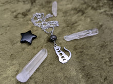 Load image into Gallery viewer, Cat Phase Rainbow Obsidian Necklace
