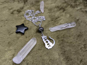 Cat Phase Rainbow Obsidian Necklace