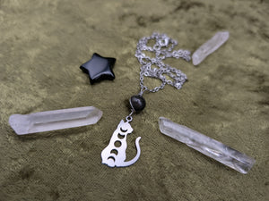 Cat Phase Rainbow Obsidian Necklace