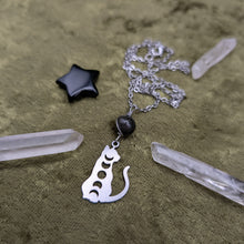 Load image into Gallery viewer, Cat Phase Rainbow Obsidian Necklace

