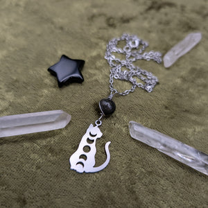 Cat Phase Rainbow Obsidian Necklace
