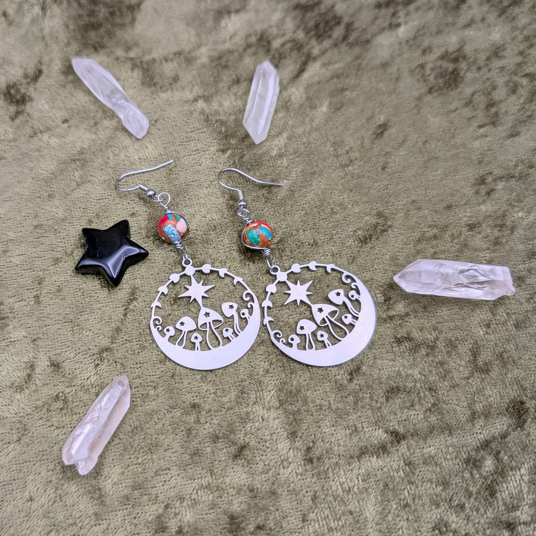 Mush Circle Mosaic Jasper Earrings