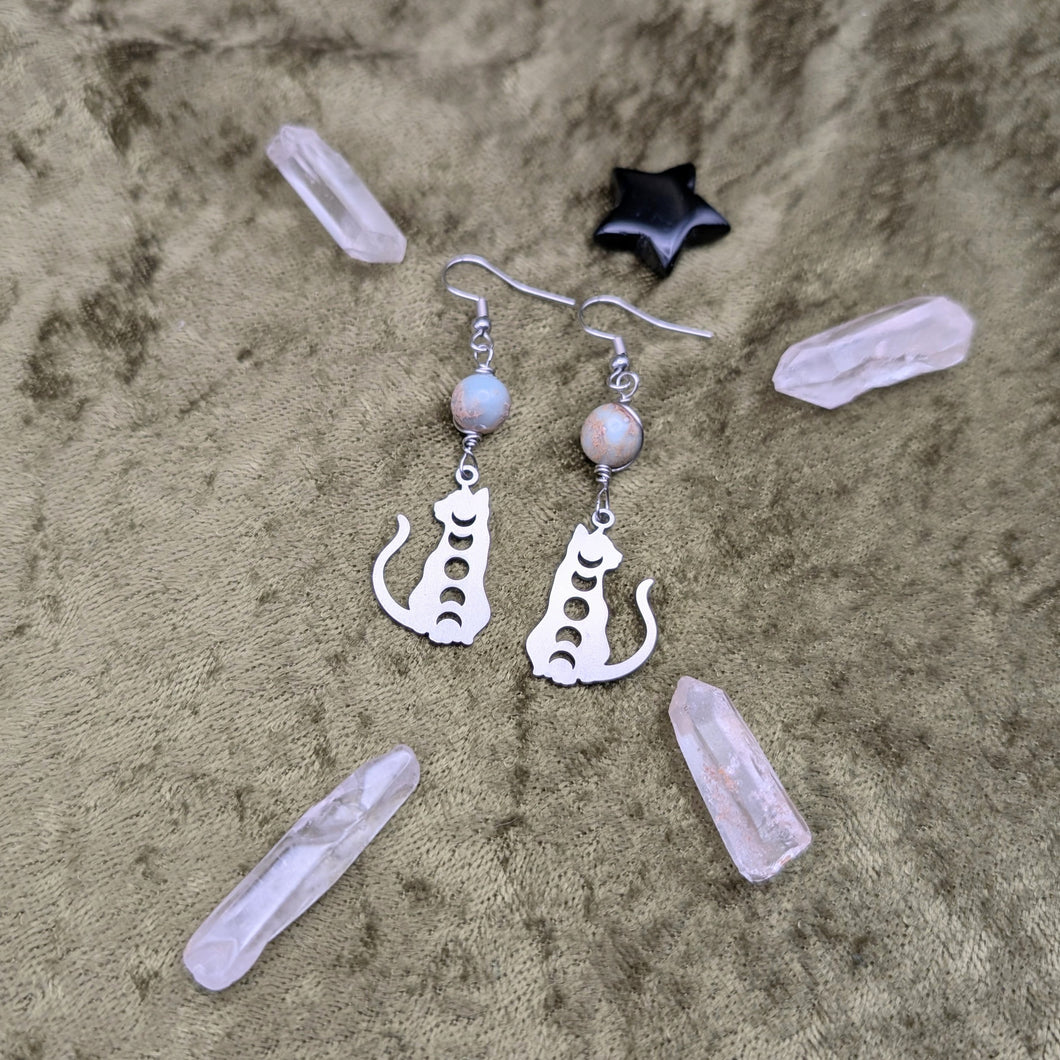 Cat Phase African Opal Earrings