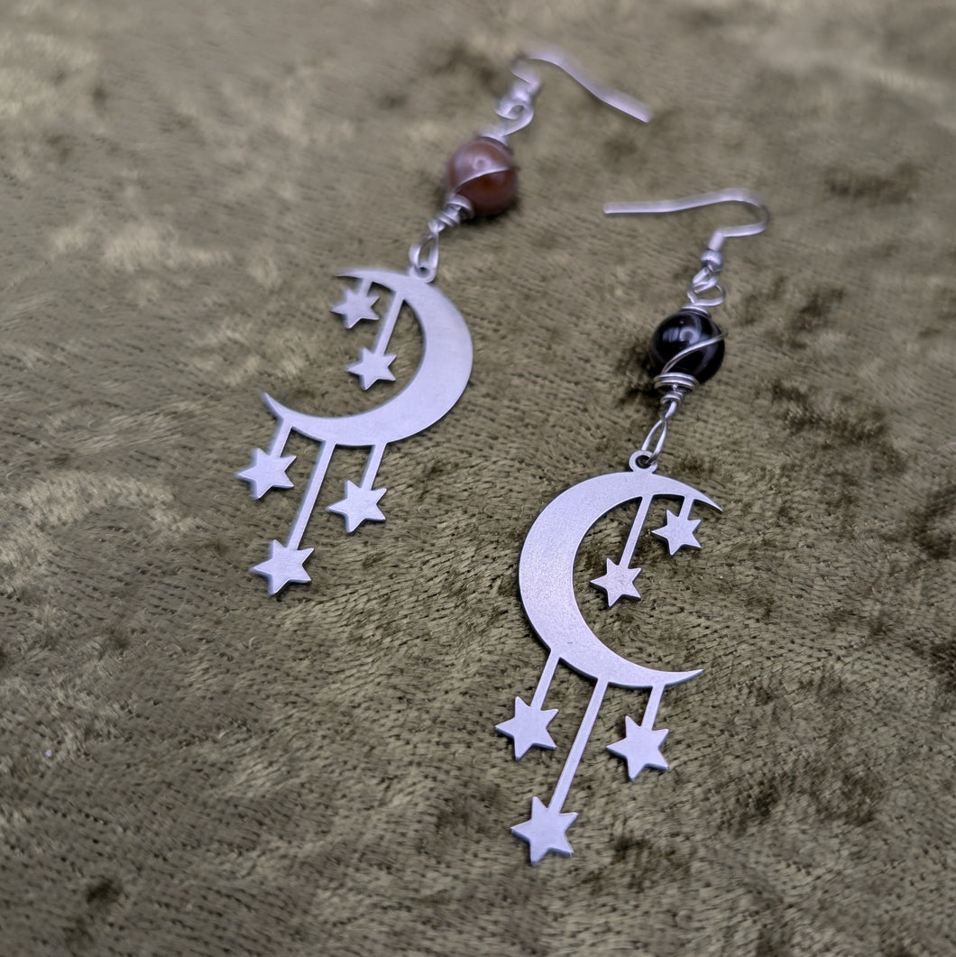 Starry Moon Sardonyx Earrings