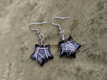 Load image into Gallery viewer, Black Agate Star Earrings
