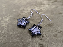 Load image into Gallery viewer, Black Agate Star Earrings
